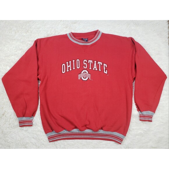 Vintage 90s Ohio State Size Large Savvy Red Embroidered Crewneck Sweatshirt - Picture 1 of 6